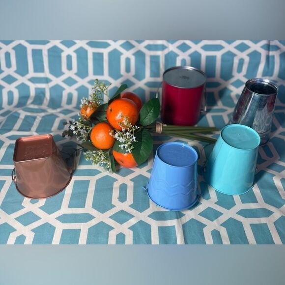 5 Gift Buckets Pails Gift Basket Handle Various Sizes & Shapes Arts & Crafts - Picture 3 of 12